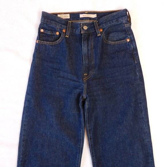 Levi's Ribcage Wide Leg Jeans in Shaded View | Dark Wash Denim | Y2K | EUC | 25 - Picture 4 of 11